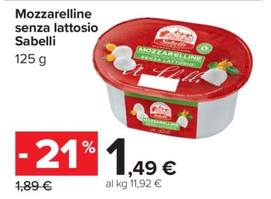 Mozzarelline senza lattosio Sabelli