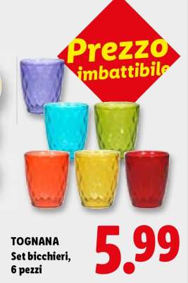 Tognana Set bicchieri, 6 pezzi