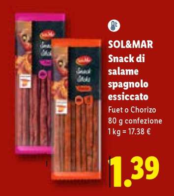 SOL&MAR Snack di salame spagnolo essiccato
