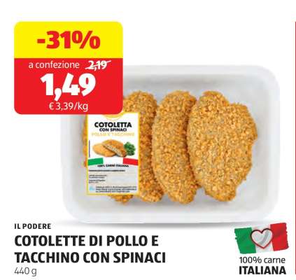 COTOLETTE DI POLLO E TACCHINO CON SPINACI