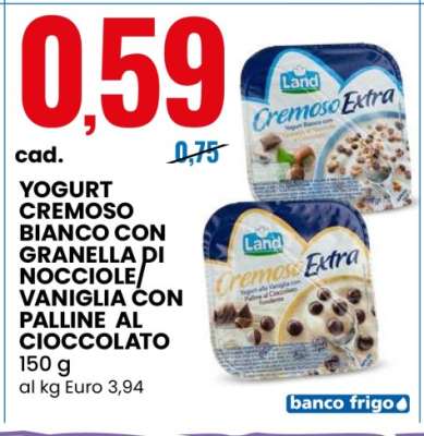 YOGURT CREMOSO BIANCO CON GRANELLA DI NOCCIOLE/VANIGLIA CON PALLINE AL CIOCCOLATO