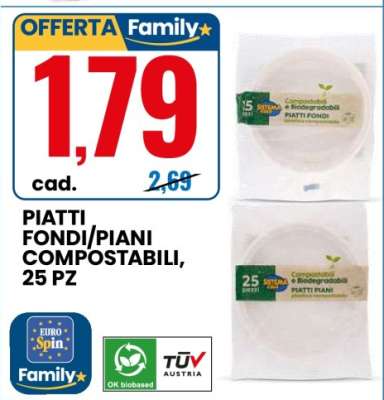 PIATTI FONDI/PIANI COMPOSTABILI, 25 PZ