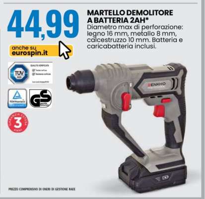 MARTELLO DEMOLITORE A BATTERIA 2AH