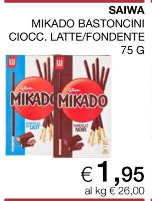 SAIWA MIKADO BASTONCINI CIOCC. LATTE/FONDENTE