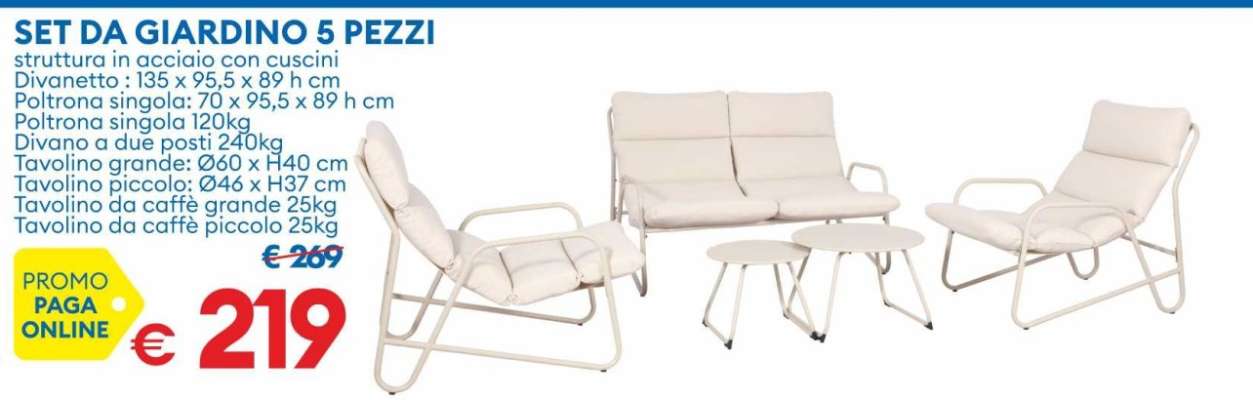 SET DA GIARDINO 5 PEZZI