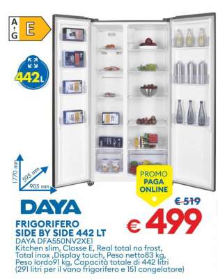 DAYA FRIGORIFERO SIDE BY SIDE 442 LT