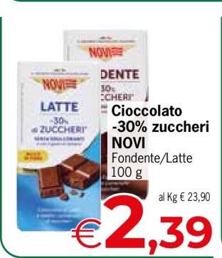Cioccolato -30% zuccheri NOVI