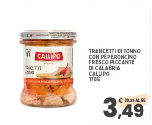 TRANCETTI DI TONNO CON PEPERONCINO FRESCO PICCANTE DI CALABRIA CALLIPO