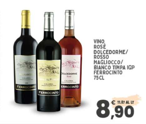 Vino, Rosé Dolcedorme/Rosso Magliocco/Bianco Timpa IGP
