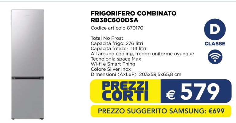 FRIGORIFERO COMBINATO RB38C600DSA