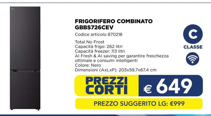 FRIGORIFERO COMBINATO GBBS726CEV