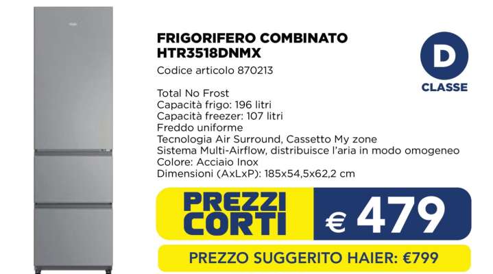 FRIGORIFERO COMBINATO HTR3518DNMX