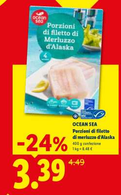 OCEAN SEA Porzioni di filetto di merluzzo d'Alaska