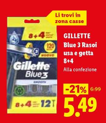 GILLETTE Blue 3 Rasoi usa e getta 8+4