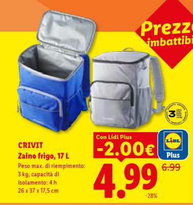 CRIVIT Zaino frigo, 17 L