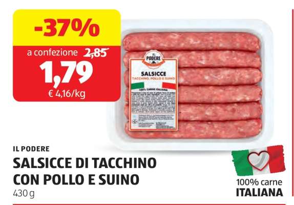 IL PODERE SALSICCE DI TACCHINO CON POLLO E SUINO
