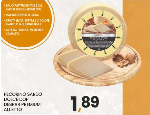 PECORINO SARDO DOLCE DOP DESPAR PREMIUM ALL'ETTO