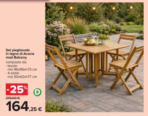 Set pieghevole in legno di Acacia mod Balcony