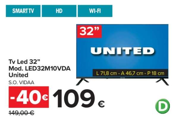 Tv Led 32” Mod. LED32M10VDA United