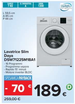 Lavatrice Slim Daya DSW71225M18A1