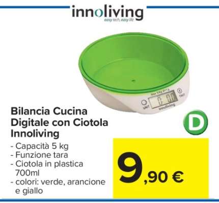 Bilancia Cucina Digitale con Ciotola Innoliving