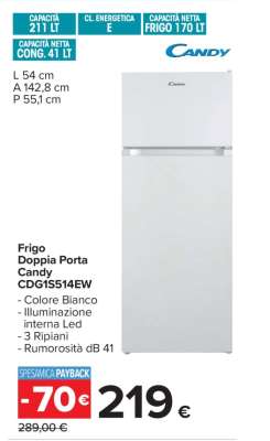 Frigo Doppia Porta Candy CDG1S514EW