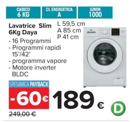 Lavatrice Slim 6Kg Daya
