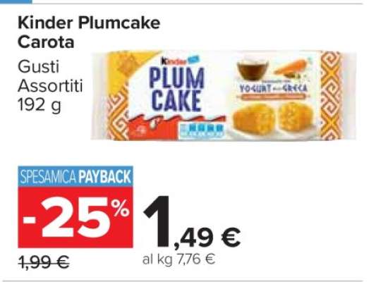 Kinder Plumcake Carota