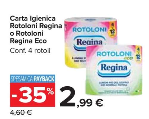 Carta Igienica Rotoloni Regina o Rotoloni Regina Eco