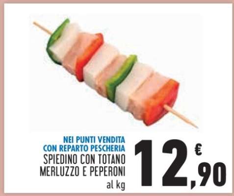 Spiedino con Totano Merluzzo e Peperoni