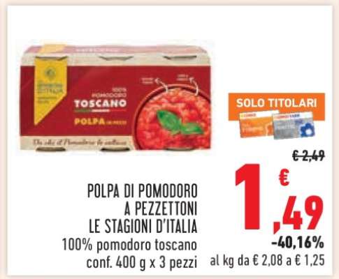 Polpa di pomodoro a pezzettoni Le Stagioni D’Italia