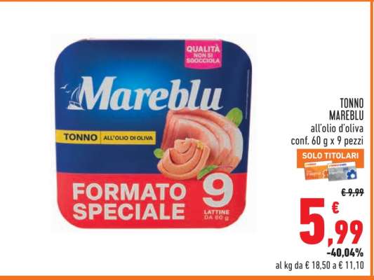 Tonno Mareblu all'olio d'oliva