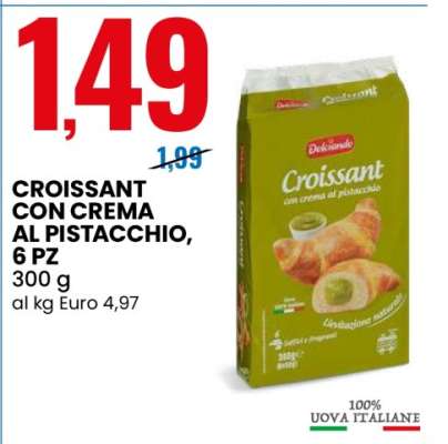 Croissant con crema al pistacchio, 6 pz