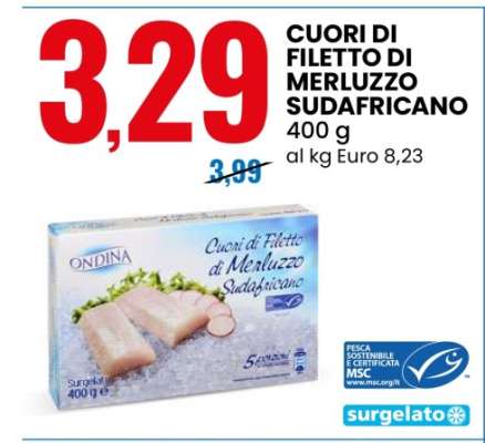 CUORI DI FILETTO DI MERLUZZO SUDAFRICANO
