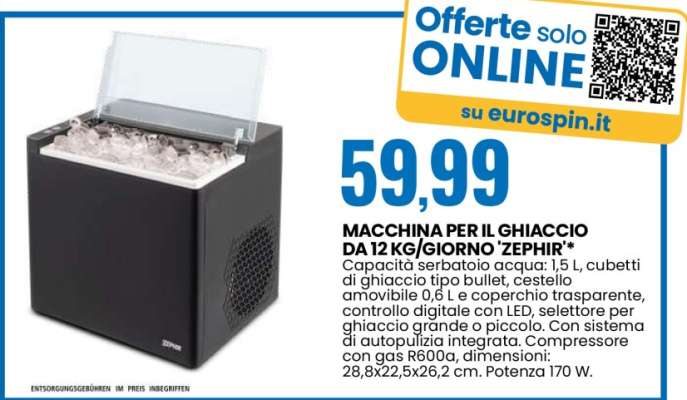 MACCHINA PER IL GHIACCIO DA 12 KG/GIORNO 'ZEPHIR'