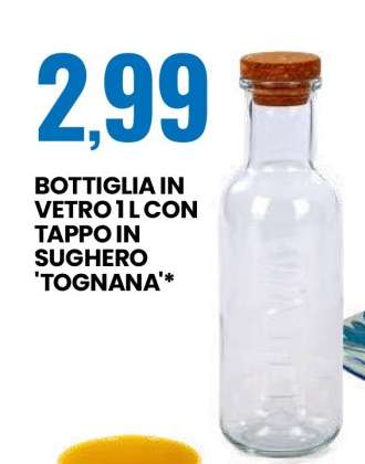 BOTTIGLIA IN VETRO 1L CON TAPPO IN SUGHERO 'TOGNANA'