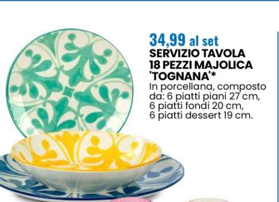 SERVIZIO TAVOLA 18 PEZZI MAJOLICA 'TOGNANA'