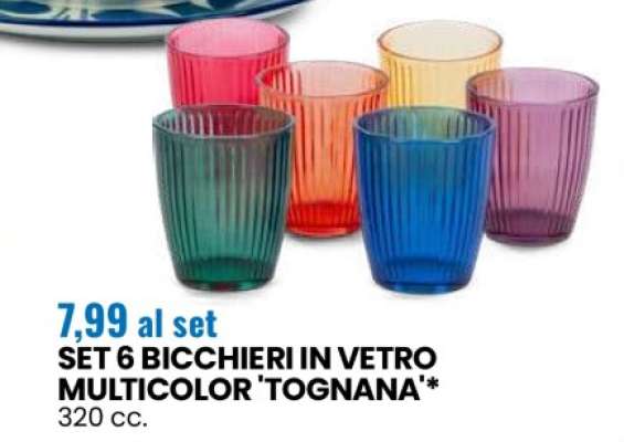 SET 6 BICCHIERI IN VETRO MULTICOLOR 'TOGNANA'