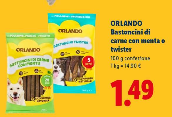 ORLANDO Bastoncini di carne con menta o twister