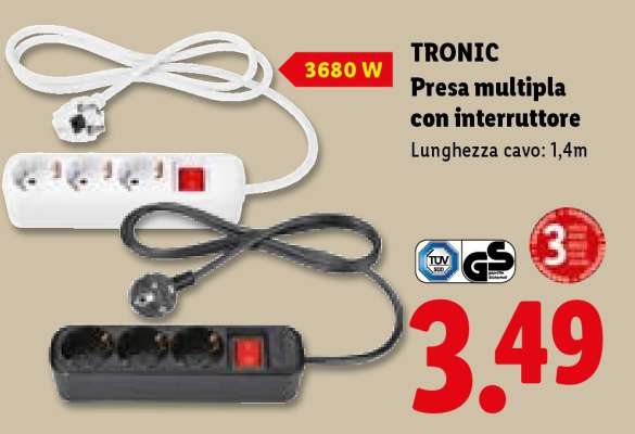 TRONIC Presa multipla con interruttore