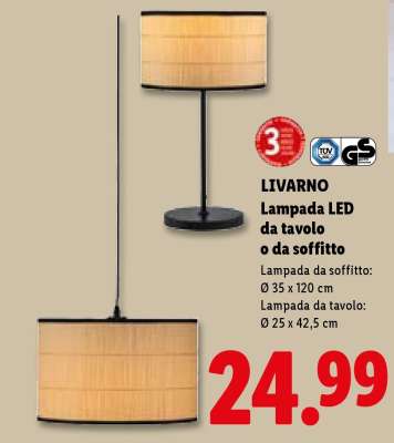 LIVARNO Lampada LED da tavolo o da soffitto