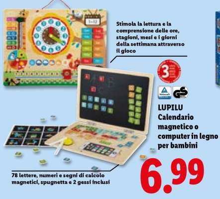 LUPILU Calendario magnetico o computer in legno per bambini