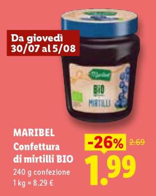 MARIBEL Confettura di mirtilli BIO