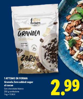 1 ATTIMO IN FORMA Granola Zero added sugar al cacao