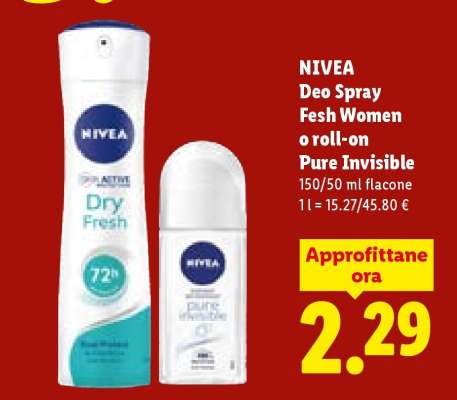 NIVEA Deo Spray Fesh Women o roll-on Pure Invisible