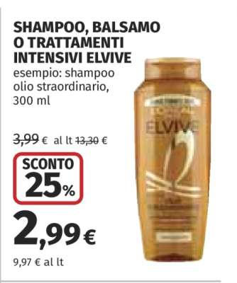 SHAMPOO, BALSAMO O TRATTAMENTI INTENSIVI ELVIVE
