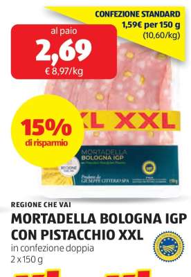 MORTADELLA BOLOGNA IGP CON PISTACCHIO XXL