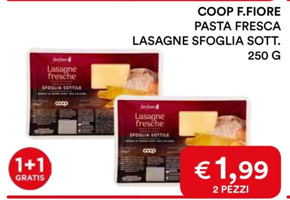 COOP F.FIORE PASTA FRESCA LASAGNE SFOGLIA SOTT.