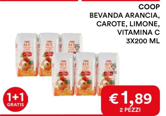 COOP BEVANDA ARANCIA, CAROTE, LIMONE, VITAMINA C 3X200 ML
