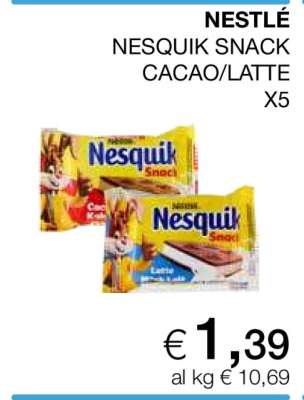 NESTLÉ Nesquik snack cacao/latte x5